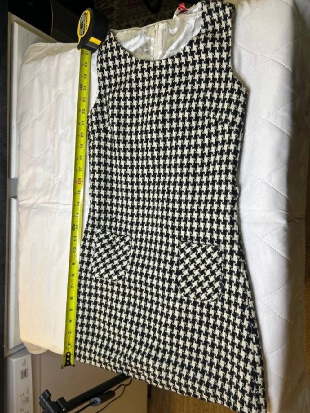 Preppy Girls Black & White Houndstooth Sleeveless Shift Dress Size 8